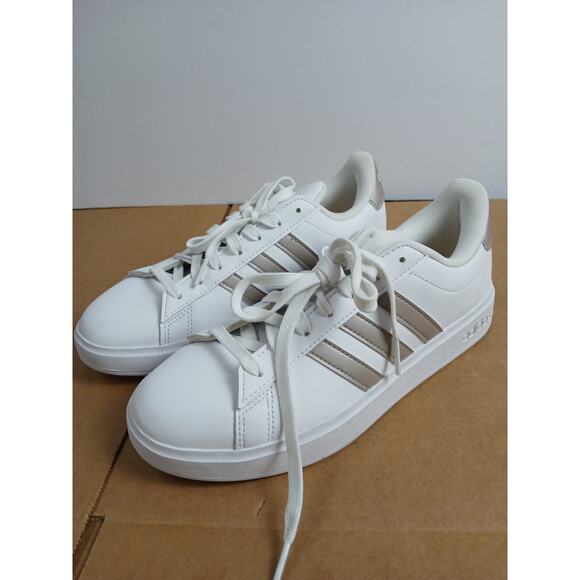 USED adidas Women’s Grand Court 2.0 White Tennis Sneakers Size 7.5 - Picture 2 of 6